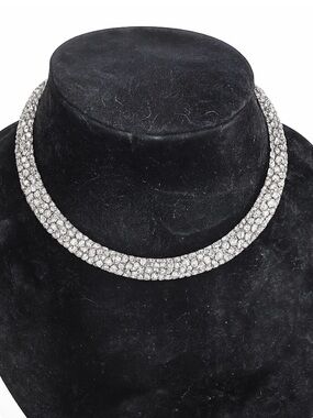 Crystal Pavé Choker Necklace - Silver
